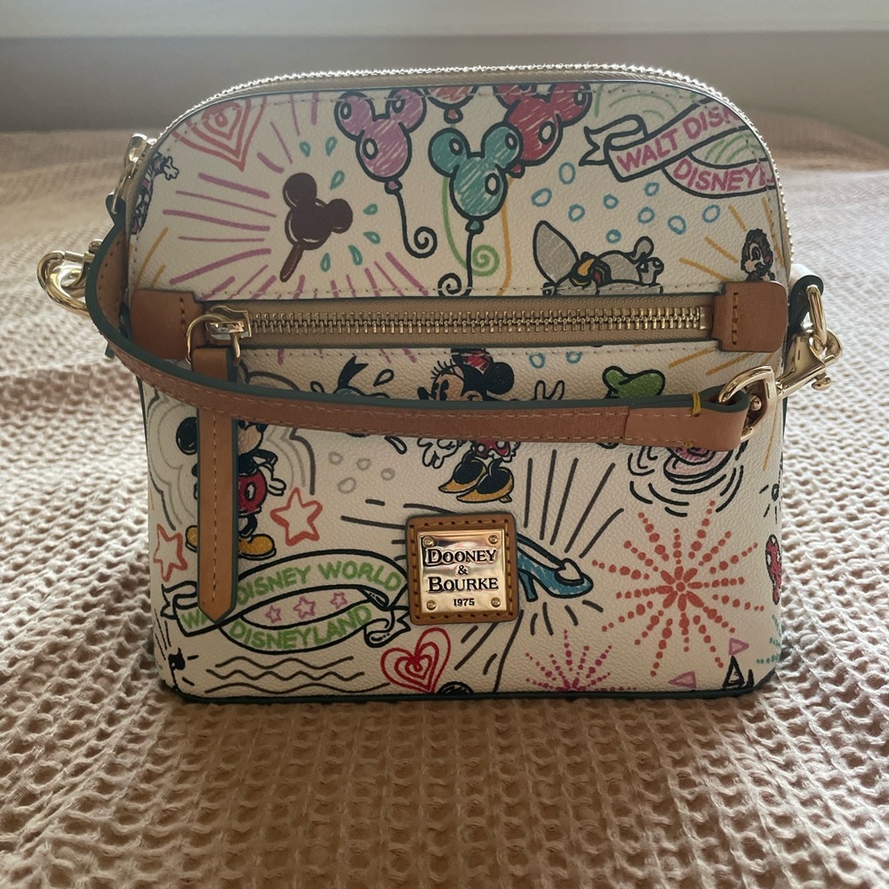 Dooney & Bourke Cream and Brown Crossbody Bag with Disney Design